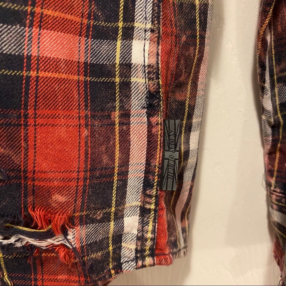 Hudson Weston Distressed Plaid Long Sleeve Shirt Men Size Medium - Picture 3 of 8